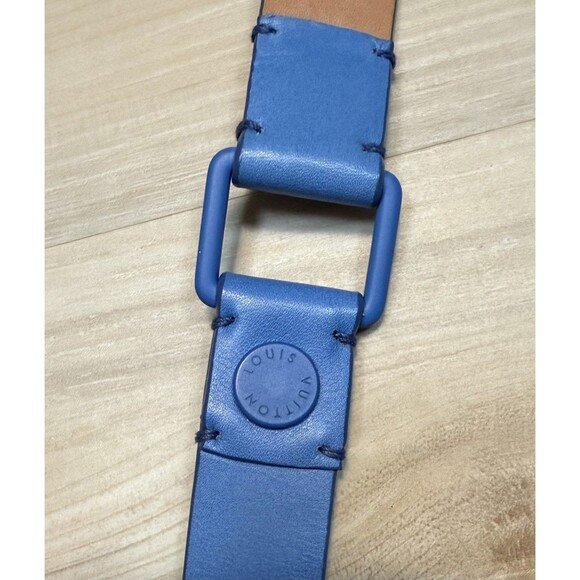 Louis Vuitton Women’s Leather Belt Blue Adjustable Hook Front 31”-34” - Picture 11 of 16